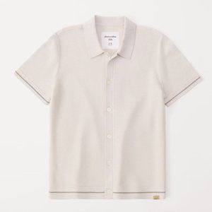 Abercrombie Cream Button Up Sweater Polo